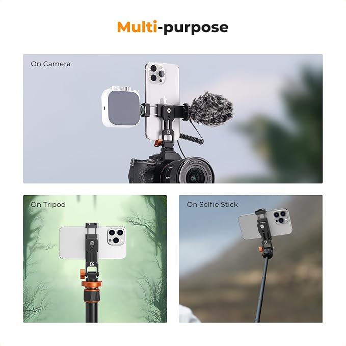 K&F CONCEPT Metal Phone Tripod Mount, Universal Smartphone Stand - Image 7