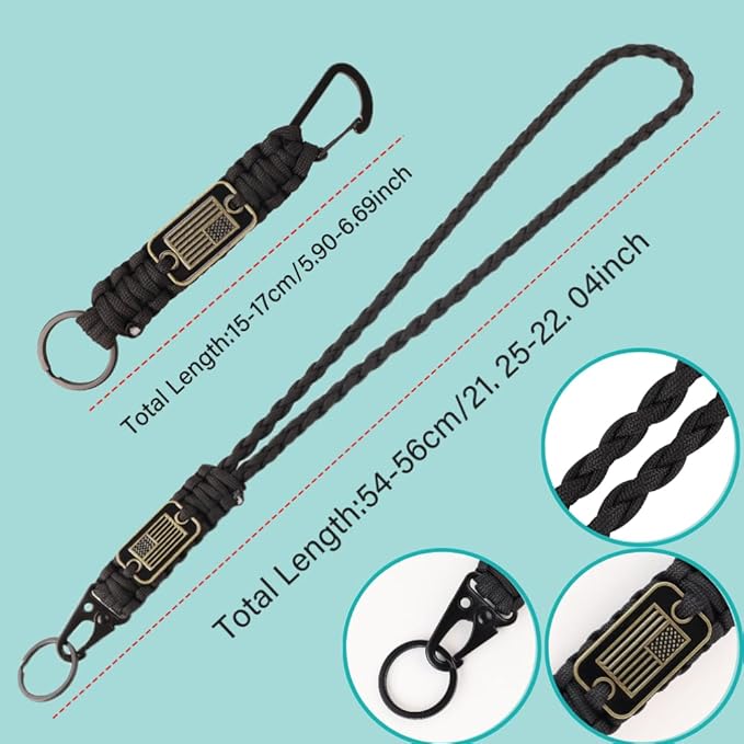 2pcs Heavy Duty Braided Paracord Lanyard Keychains - Image 3