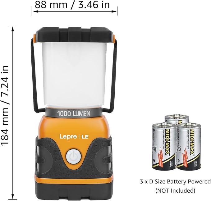 Lepro 1000LM Battery Powered LED Camping Lantern, Camping Essentials, - Image 4