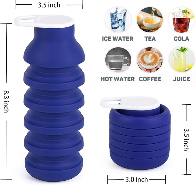 Collapsible Silicone Water Bottle 20oz - Image 2