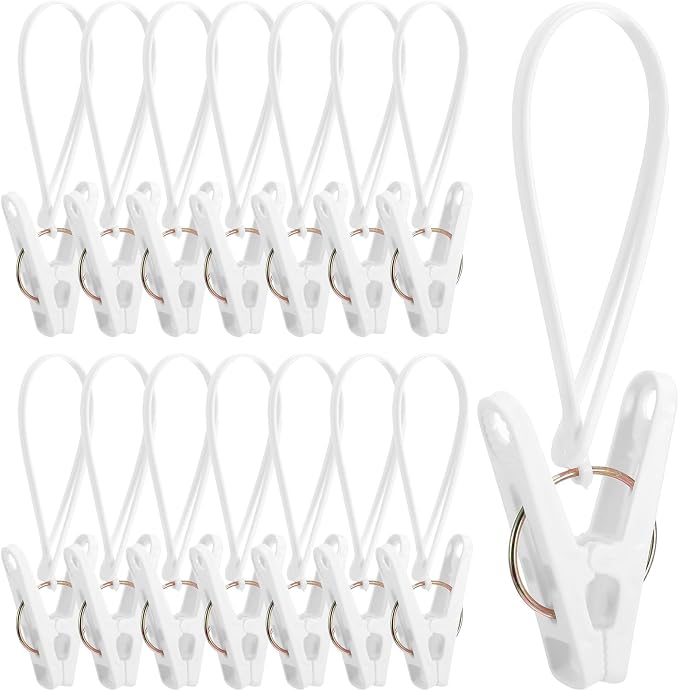 15 Pack Laundry Hooks with Rope, Windproof Drying Rack Accessories by Unknown