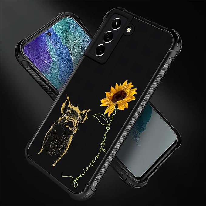 for Samsung Galaxy S22 Case, Pig Sunflower Yellow Sunshine Pattern Graphic - Image 2