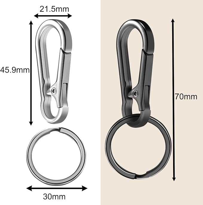2pcs Metal Keychain Rings, Sturdy Key Chain Ring Carabiner Clip, Key Holder - Image 3