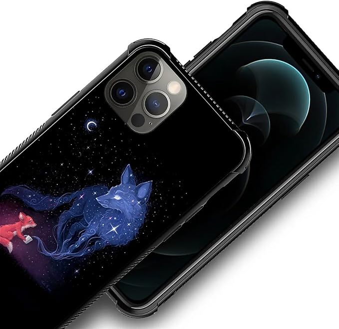 for iPhone 11 Pro Case, Galaxy Fox Wolf Pattern Graphic Design Girl Boy Soft - Image 3
