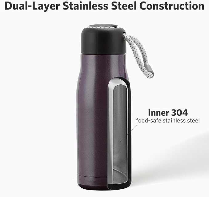 Small Water Bottle 12 oz, Dusgut Insulated Water Bottle, Stainless Steel - Image 4
