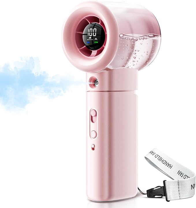 Portable Misting Fan Handheld Powerful Turbo Fan, 100 Speeds, 6000mAh by Unknown
