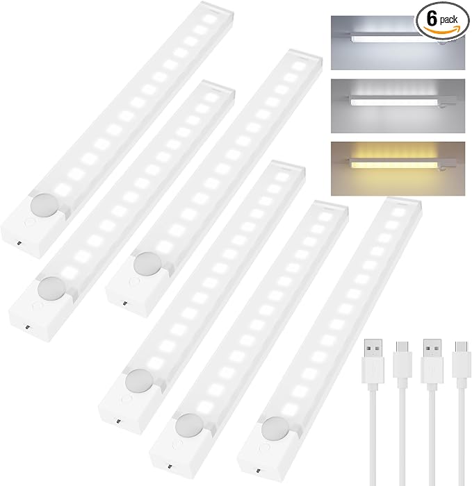 Rechargeable Under Cabinet Lighting 12 Inch 6-Pack, Motion Sensor Light Indoor by Unknown