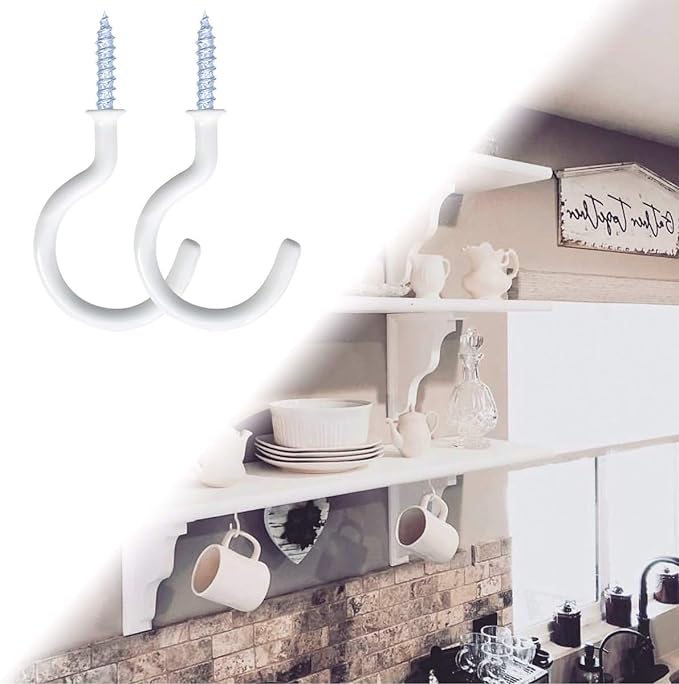 12 Pack Vinyl Coated Ceiling Hooks, Screw-in Mug Hooks - Image 6