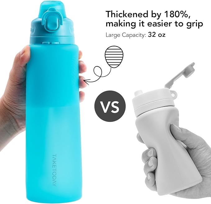 TakeToday Collapsible Water Bottles 32oz, Foldable Travel Water Bottle - Image 4