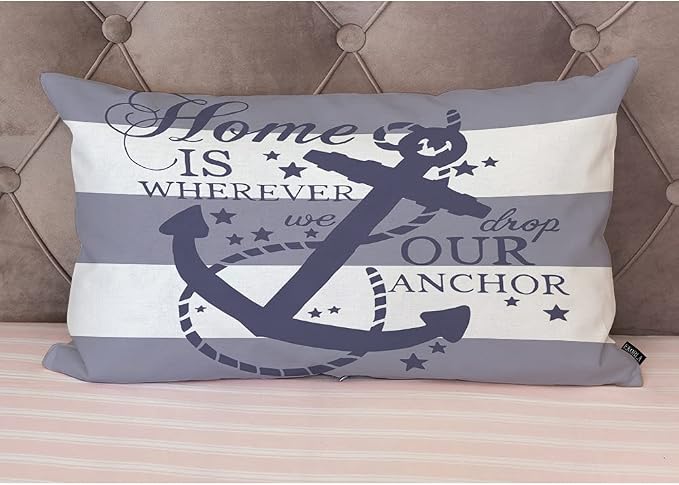 EKOBLA Nautical Pillow Covers Home is Wherever We Drop Our Anchor Waist Lumbar - Image 4
