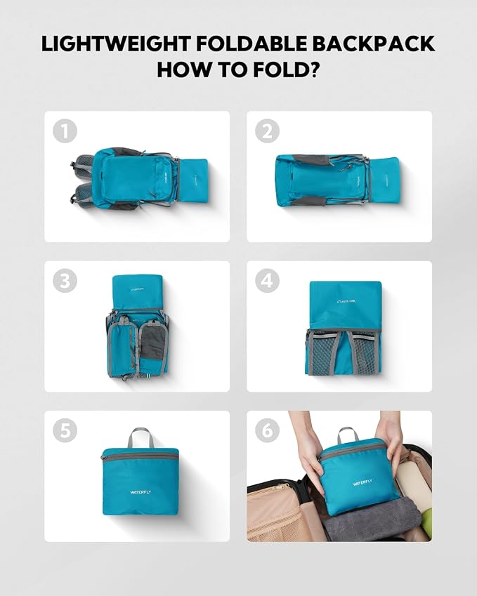 WATERFLY Packable Lightweight Small Backpack: 15L Foldable Mini Hiking Daypack - Image 5