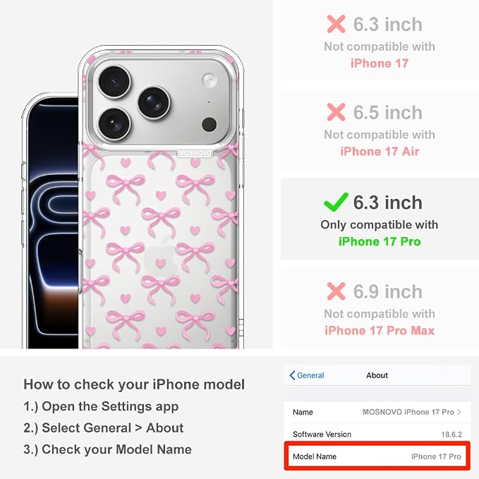 MOSNOVO for iPhone 17 Pro Case | Military Grade 6.6ft Drop Tested | Camera - Image 2