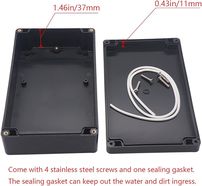 Project Box IP65 Waterproof Junction Box ABS Plastic Black Electrical Boxes DIY - Image 4