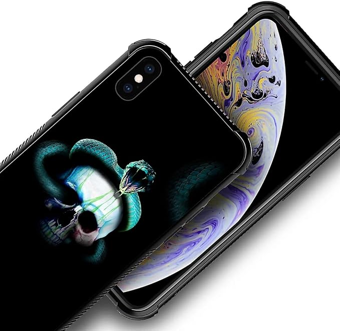 for iPhone X/Xs Case, Skeleton Winding Snake Pattern Graphic Design Girl Boy - Image 6