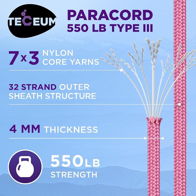 TECEUM 5/32" Paracord Rope 1000 – 1000ft / 200ft / 100ft / 50ft – Tactical - Image 2