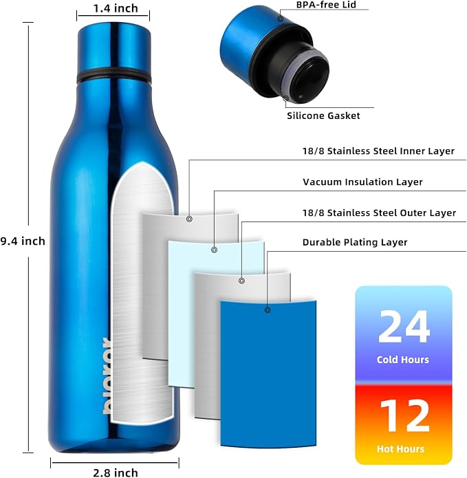 BJPKPK Insulated Water Bottles, 18 oz Stainless Steel Metal Water Bottle - Image 3