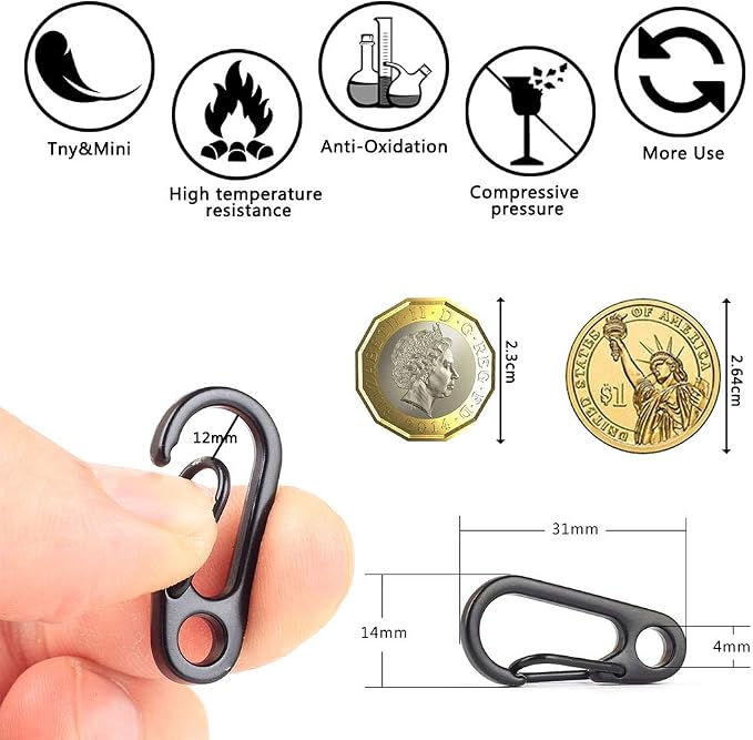 30PCS Mini SF Carabiner Clips Tiny Alloy Spring Snap Hook Keychain Clasps EDC - Image 2