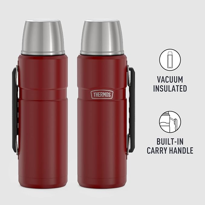 THERMOS Stainless King Vacuum-Insulated Beverage Bottle, 40 Ounce, Rustic Red - Image 2