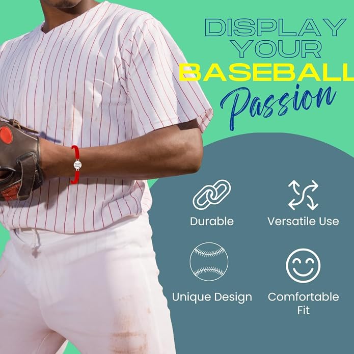Sportybella - Baseball Bracelet, Baseball Jewelry, Adjustable Braided Baseball - Image 2