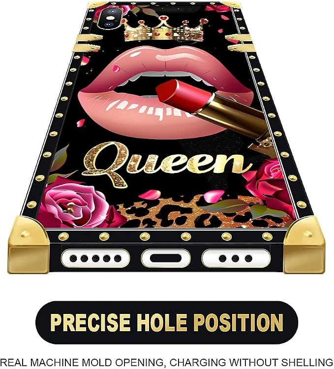 Compatible with iPhone XR Case, Glitter Red Rose Queen Leopard Lipstick Luxury - Image 5