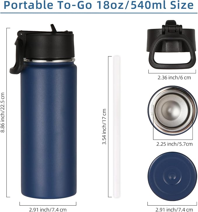 Volhoply 18oz Insulated Water Bottle Bulk 8 Pack, Kids Stainless Steel Water - Image 6