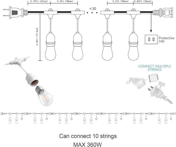 Banord Outdoor String Lights, 105FT Waterproof Patio Lights - Image 4