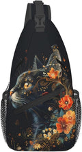 Black Cat Sling Bag For Women Men Halloween Backpack Crossbody Cat by Unknown