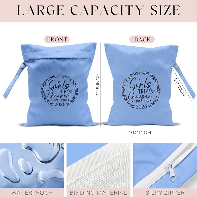 2Pcs Girls Trip Gifts Wet Dry Bag, Beach Wet Bag Favors, Aloha Bags Sunscreen - Image 2