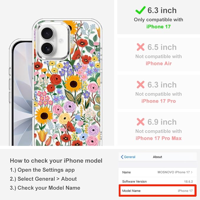 MOSNOVO for iPhone 17 Case | Military Grade 6.6ft Drop Tested | Camera Control - Image 2