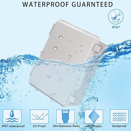 Zulkit Junction Box, IP67 Waterproof Electrical Box Hinged Cover Stainless - Image 2