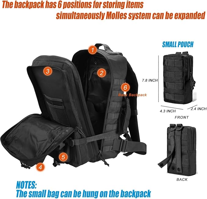 45L Tactical Backpack for Men Women, Military Assault Pack - Image 3