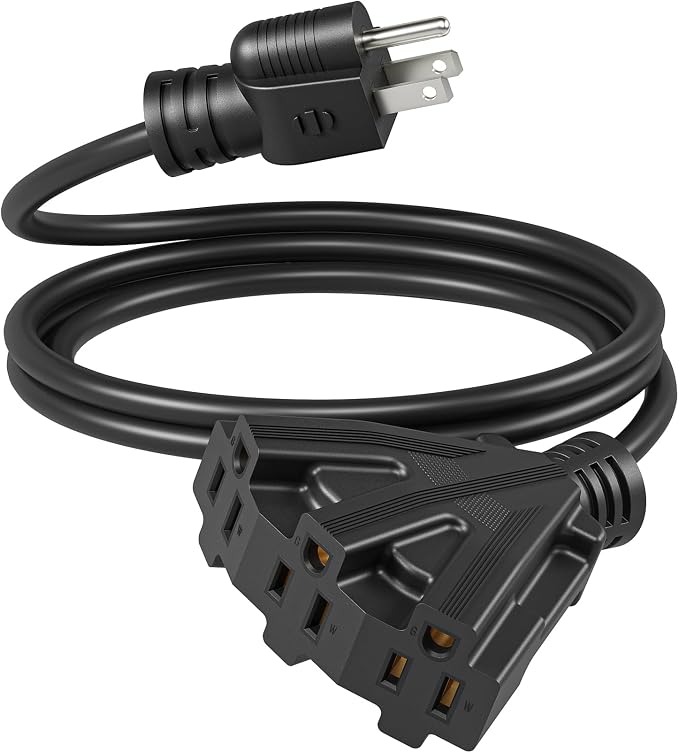 DEWENWILS 6FT Extension Cord, Tri-Tap Extension Cord Splitter, 3 Outlet 16/3 by DEWENWILS