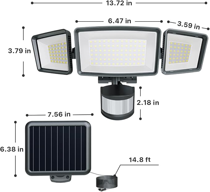 Ensenior Solar Security Lights, Wide Beam Flood Light 6500K Super Bright - Image 2