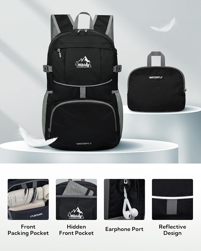 WATERFLY Hiking Packable Daypack Backpack: 35L Ultra Lightweight Day Pack - Image 4