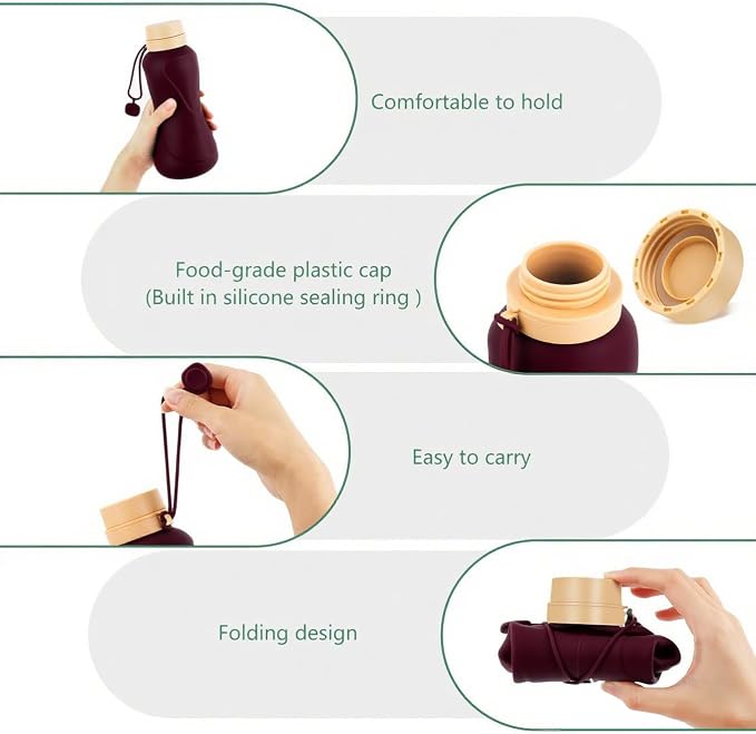 Collapsible Water Bottles, Leak Proof, Reuseable BPA Free Silicone Foldable - Image 4