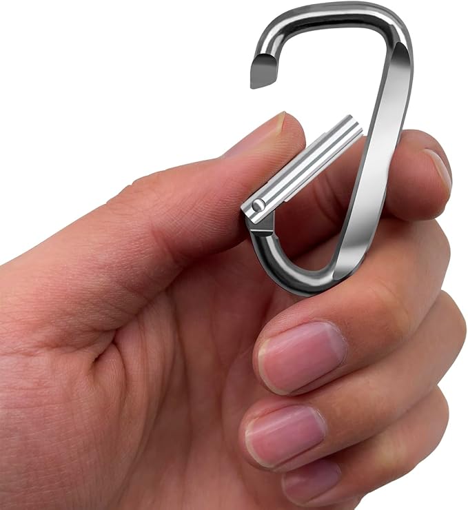 2.4" 24pcs Small Carabiner Clip Keychain, Aluminum D Ring Shape Clips - Image 4
