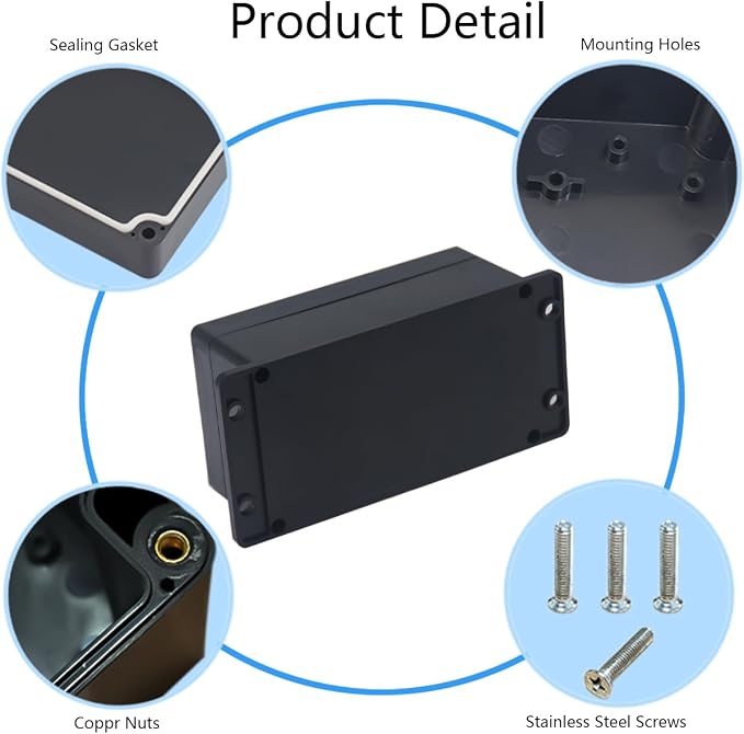2 Pack Project Box IP65 Waterproof Junction Box ABS Plastic Black Electrical - Image 5