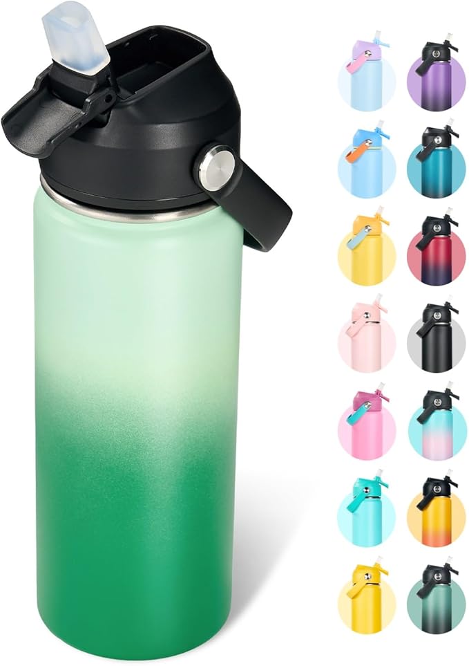 Fijinhom 18oz Insulated Stainless Steel Water Bottle, Wide Mouth Double Wall by Fijinhom