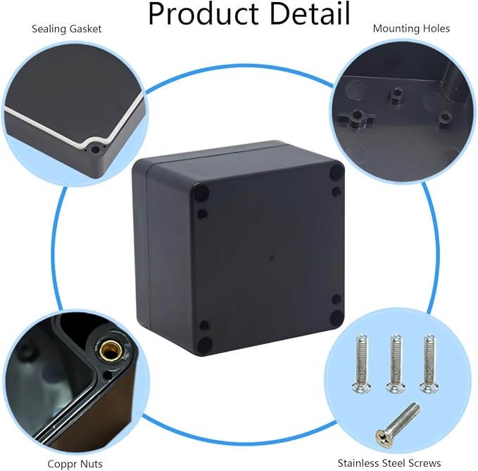 2 Pack Project Box IP65 Waterproof Junction Box ABS Plastic Black Electrical - Image 5