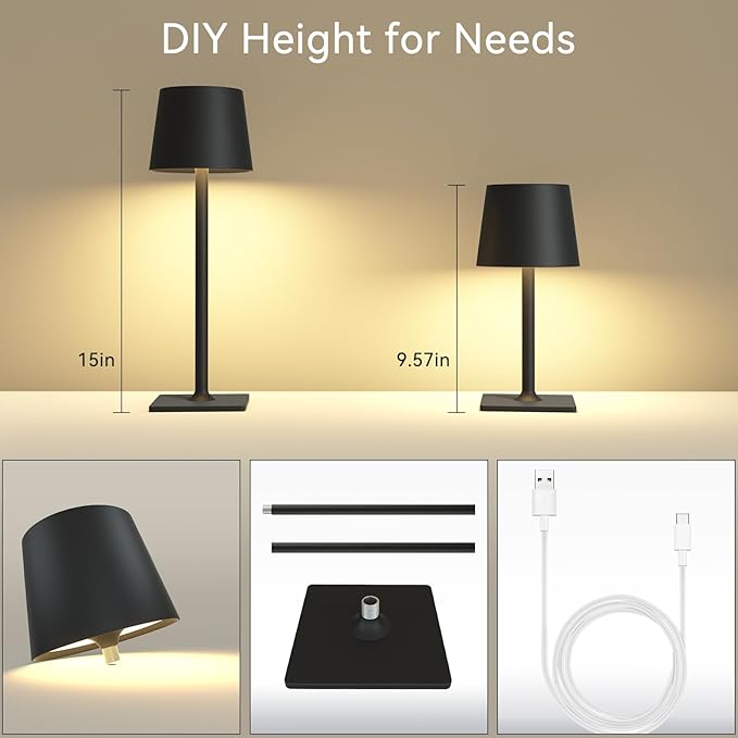 Yogaret 2 Pack Rechargeable Table Lamps, Cordless Lamp - Image 3