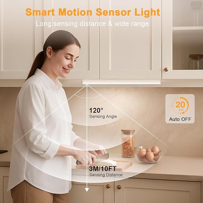 13inch Under Cabinet Lighting, 2500mAh Motion Sensor Light Indoor, USB - Image 3