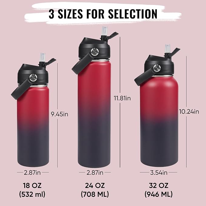 Fijinhom 24oz Insulated Stainless Steel Water Bottle, Wide Mouth Double Wall - Image 2