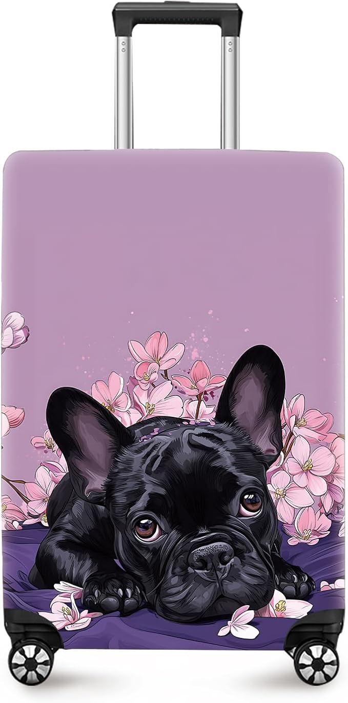 ANNA QUEEN French Bulldog Luggage Cover, Cute Black Dog by ANNAQUEEN