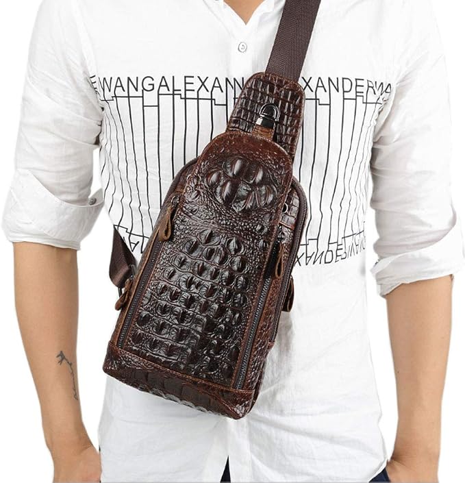 Hebetag Crocodile Genuine Leather Sling Bag Backpack - Image 2