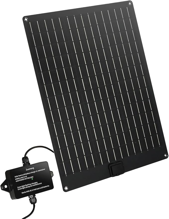 20W Solar Battery Maintainer & Trickle Charger, MPPT & Pulse Tech Solar Panel by Zuomeng