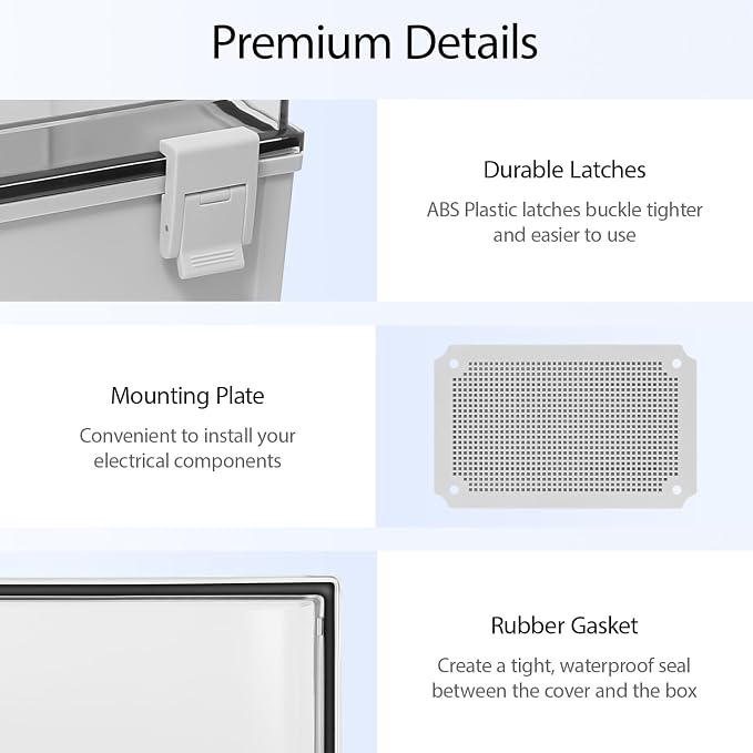 Junction Box, IP65 Waterproof Dustproof ABS Plastic Enclosure, Outdoor and - Image 4