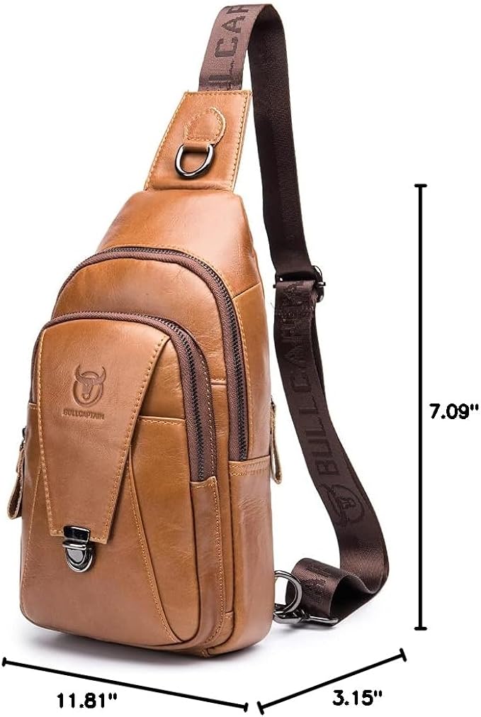 Hebetag Leather Sling Bag Crossbody Backpack - Image 8