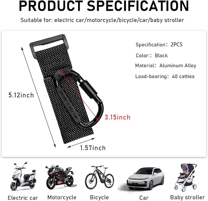 KVAEY 2 Pack Multipurpose Hook for Hanging Helmet, Durable Carabiners, Roll Bar - Image 2