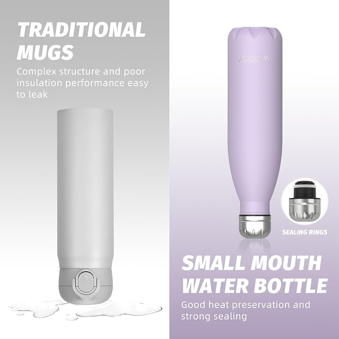 WATERSY Stainless Steel water bottles, 17oz/500ml Insulated Water Bottles - Image 4