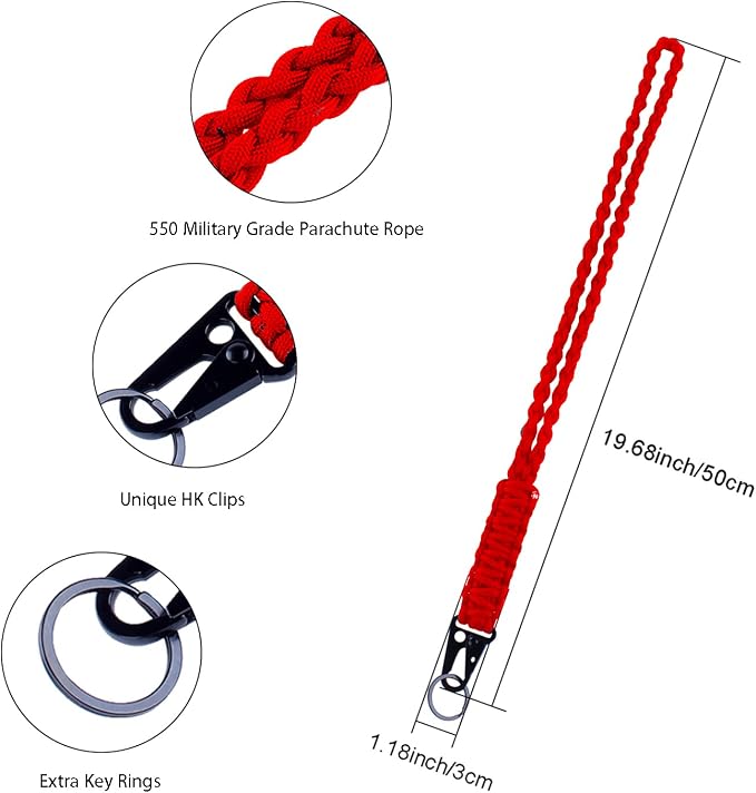 Heavy Duty Braided 550 Paracord Neck Lanyard Keychain - Image 2